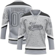 Load image into Gallery viewer, Custom Gray Black-White 3D Pattern Fragment Art Hockey Lace Neck Jersey
