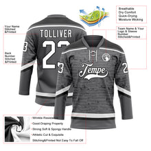 Charger l&#39;image dans la galerie, Custom Steel Gray White-Black 3D Pattern Fragment Art Hockey Lace Neck Jersey
