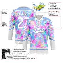 Загрузить изображение в средство просмотра галереи, Custom Tie Dye White-Light Blue 3D Pattern Spalsh Art Hockey Lace Neck Jersey
