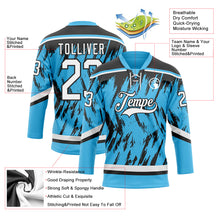 Load image into Gallery viewer, Custom Sky Blue White-Black 3D Pattern Splash Art Hockey Lace Neck Jersey
