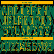 Load image into Gallery viewer, Custom Kelly Green Gold-Black 3D Pattern Splash Art Hockey Lace Neck Jersey
