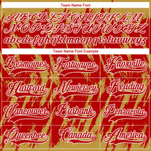 Load image into Gallery viewer, Custom Red Old Gold-White 3D Pattern Splash Art Hockey Lace Neck Jersey
