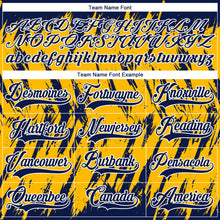 Load image into Gallery viewer, Custom Gold Navy-White 3D Pattern Splash Art Hockey Lace Neck Jersey
