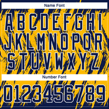 Load image into Gallery viewer, Custom Gold Navy-White 3D Pattern Splash Art Hockey Lace Neck Jersey
