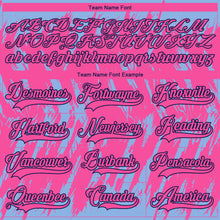 Load image into Gallery viewer, Custom Pink Light Blue Navy-White 3D Pattern Splash Art Hockey Lace Neck Jersey
