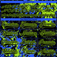 Load image into Gallery viewer, Custom Black Neon Green-Royal 3D Fluid Art Splash Hockey Lace Neck Jersey
