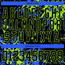 Load image into Gallery viewer, Custom Black Neon Green-Royal 3D Fluid Art Splash Hockey Lace Neck Jersey
