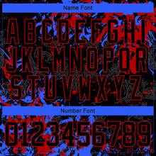 Load image into Gallery viewer, Custom Black Red-Royal 3D Fluid Art Splash Hockey Lace Neck Jersey
