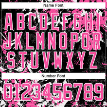 Laden Sie das Bild in den Galerie-Viewer, Custom Black Pink-White 3D Fluid Art Splash Hockey Lace Neck Jersey
