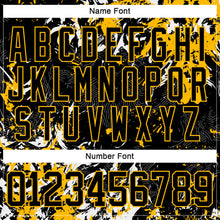 Laden Sie das Bild in den Galerie-Viewer, Custom Black Gold-White 3D Fluid Art Splash Hockey Lace Neck Jersey
