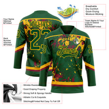 Load image into Gallery viewer, Custom Green Gold-Maroon 3D Fluid Art Splash Hockey Lace Neck Jersey
