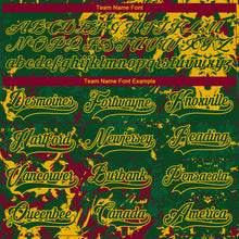 Load image into Gallery viewer, Custom Green Gold-Maroon 3D Fluid Art Splash Hockey Lace Neck Jersey
