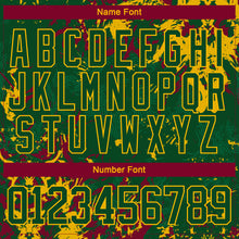 Load image into Gallery viewer, Custom Green Gold-Maroon 3D Fluid Art Splash Hockey Lace Neck Jersey
