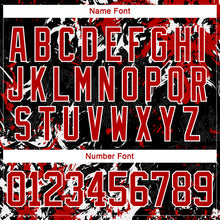 Load image into Gallery viewer, Custom Black Red-White 3D Fluid Art Splash Hockey Lace Neck Jersey
