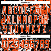 Laden Sie das Bild in den Galerie-Viewer, Custom Black Orange-White 3D Fluid Art Splash Hockey Lace Neck Jersey
