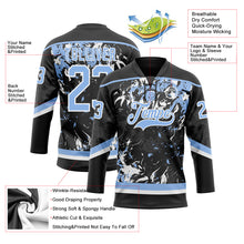 Load image into Gallery viewer, Custom Black Light Blue-White 3D Fluid Art Splash Hockey Lace Neck Jersey
