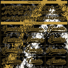 Laden Sie das Bild in den Galerie-Viewer, Custom Black Old Gold-White 3D Splash Art Hockey Lace Neck Jersey
