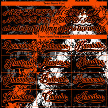 Laden Sie das Bild in den Galerie-Viewer, Custom Black Orange-White 3D Splash Art Hockey Lace Neck Jersey
