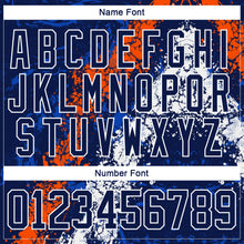 Load image into Gallery viewer, Custom Navy Thunder Blue Orange-White 3D Splash Art Hockey Lace Neck Jersey
