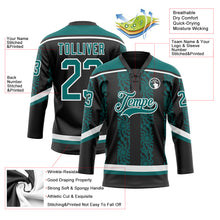 Загрузить изображение в средство просмотра галереи, Custom Black Teal-White 3D Pattern Abstract Shape Hockey Lace Neck Jersey
