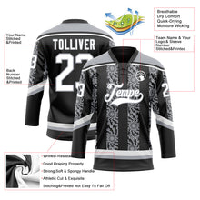 Загрузить изображение в средство просмотра галереи, Custom Black White-Gray 3D Pattern Abstract Shape Hockey Lace Neck Jersey
