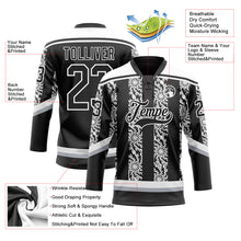 Загрузить изображение в средство просмотра галереи, Custom Black Gray-White 3D Pattern Abstract Shape Hockey Lace Neck Jersey
