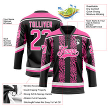 Загрузить изображение в средство просмотра галереи, Custom Black Pink-White 3D Pattern Abstract Shape Hockey Lace Neck Jersey
