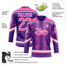 Загрузить изображение в средство просмотра галереи, Custom Purple Pink-White 3D Pattern Abstract Shape Hockey Lace Neck Jersey
