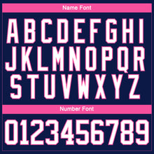 Load image into Gallery viewer, Custom Navy White-Pink 3D Pattern Abstract Shape Hockey Lace Neck Jersey
