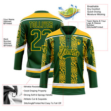 Load image into Gallery viewer, Custom Green Gold-White 3D Pattern Abstract Shape Hockey Lace Neck Jersey
