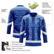 Load image into Gallery viewer, Custom Royal Light Blue-White 3D Pattern Abstract Shape Hockey Lace Neck Jersey
