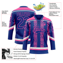 Charger l&#39;image dans la galerie, Custom Royal Pink-White 3D Pattern Abstract Shape Hockey Lace Neck Jersey
