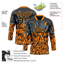 Загрузить изображение в средство просмотра галереи, Custom Black Bay Orange-Blue 3D Pattern Abstract Hockey Lace Neck Jersey
