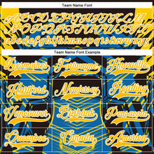 Load image into Gallery viewer, Custom Black Gold Blue-White 3D Pattern Abstract Hockey Lace Neck Jersey
