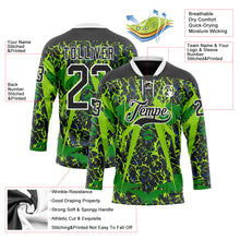 Load image into Gallery viewer, Custom Black Green White 3D Pattern Abstract Hockey Lace Neck Jersey
