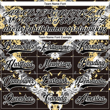 Laden Sie das Bild in den Galerie-Viewer, Custom Black Vegas Gold-White 3D Pattern Abstract Grunge Hockey Lace Neck Jersey
