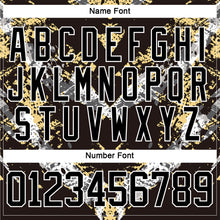 Laden Sie das Bild in den Galerie-Viewer, Custom Black Vegas Gold-White 3D Pattern Abstract Grunge Hockey Lace Neck Jersey
