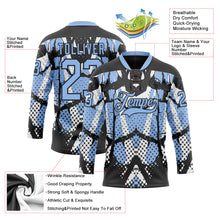 Загрузить изображение в средство просмотра галереи, Custom Light Blue Black-White 3D Pattern Abstract Hockey Lace Neck Jersey
