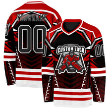 Charger l&#39;image dans la galerie, Custom Black Red-White 3D Pattern Cyber Mecha E-sport Hockey Jersey
