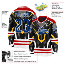 Load image into Gallery viewer, Custom Black US Navy Blue Red-White 3D Pattern Cyber Mecha E-sport Hockey Jersey
