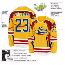 Load image into Gallery viewer, Custom Gold US Navy Blue Red-White 3D Pattern Cyber Mecha E-sport Hockey Jersey

