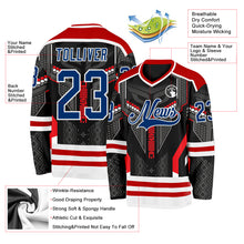 Load image into Gallery viewer, Custom Black US Navy Blue Red-White 3D Pattern Cyber Mecha E-sport Hockey Jersey
