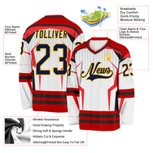 Load image into Gallery viewer, Custom White Navy Red Black-Gold 3D Pattern Cyber Mecha E-sport Hockey Jersey
