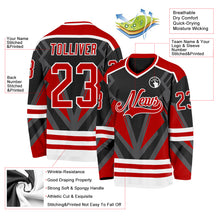 Load image into Gallery viewer, Custom Black Red Gray-White 3D Pattern Cyber Mecha E-sport Hockey Jersey
