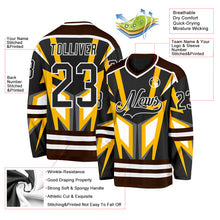 Загрузить изображение в средство просмотра галереи, Custom Black Gold Brown-White 3D Pattern Cyber Mecha E-sport Hockey Jersey
