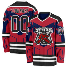 Charger l&#39;image dans la galerie, Custom Red Black Blue-White 3D Pattern Cyber Mecha E-sport Hockey Jersey
