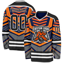Laden Sie das Bild in den Galerie-Viewer, Custom Gray Black Orange-White 3D Pattern Cyber Mecha E-sport Hockey Jersey

