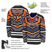 Laden Sie das Bild in den Galerie-Viewer, Custom Gray Black Orange-White 3D Pattern Cyber Mecha E-sport Hockey Jersey
