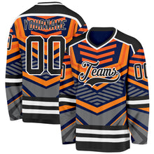 Laden Sie das Bild in den Galerie-Viewer, Custom Gray Black Orange-White 3D Pattern Cyber Mecha E-sport Hockey Jersey
