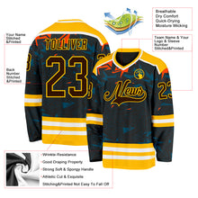 Загрузить изображение в средство просмотра галереи, Custom Black Brown Yellow Orange Blue-White 3D Pattern Cyber Mecha E-sport Hockey Jersey
